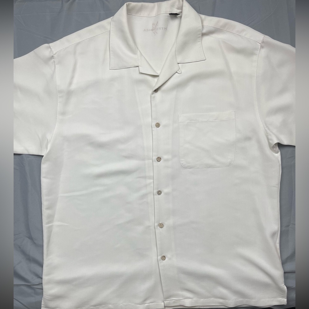 Ashworth Made in Korea White Short Sleeve Button Shirt XL